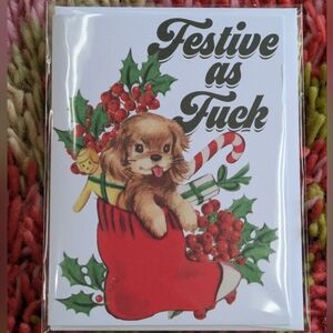 Festive Dog Funny Holiday Card